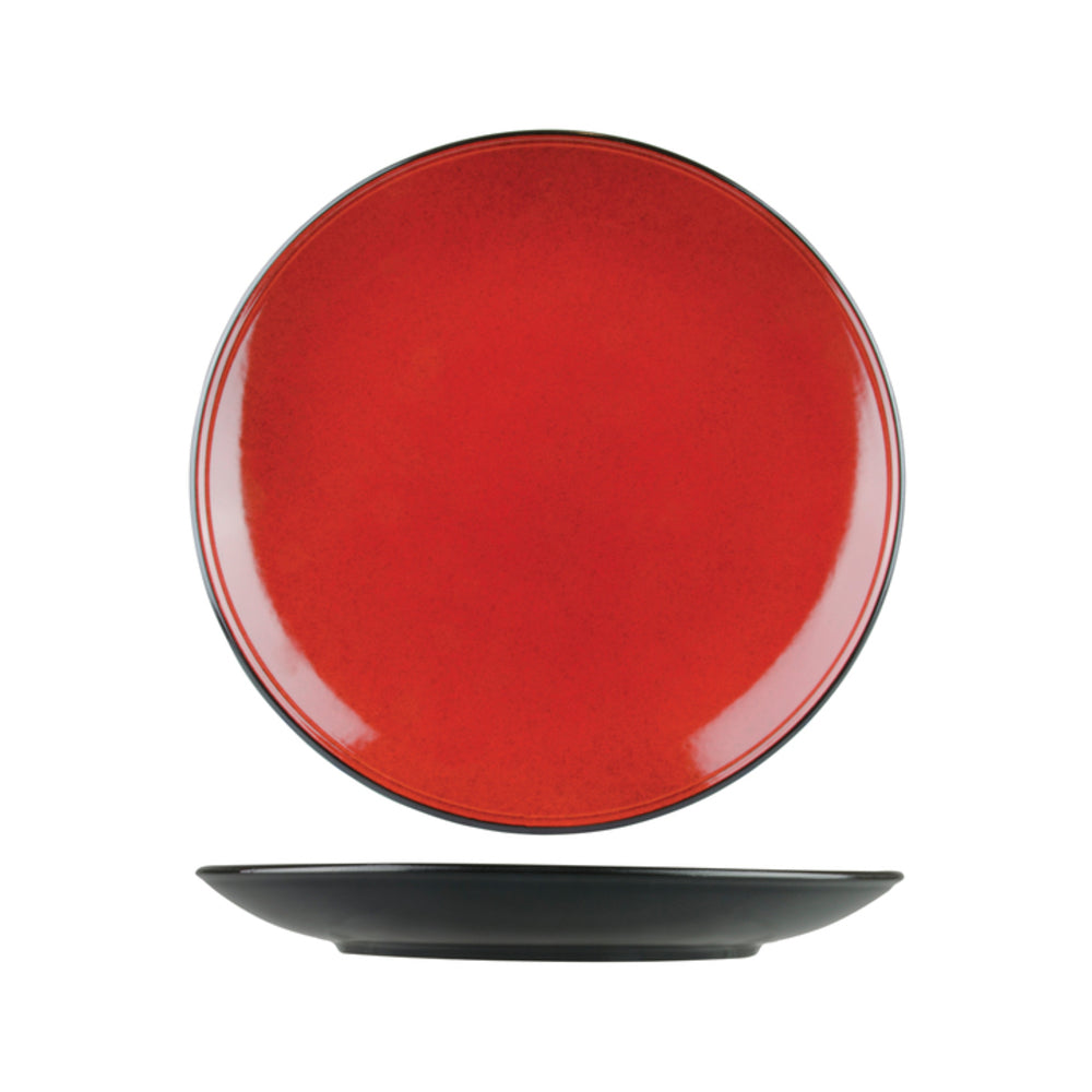 Longfine Uniq Red and Black Round Coupe Plate