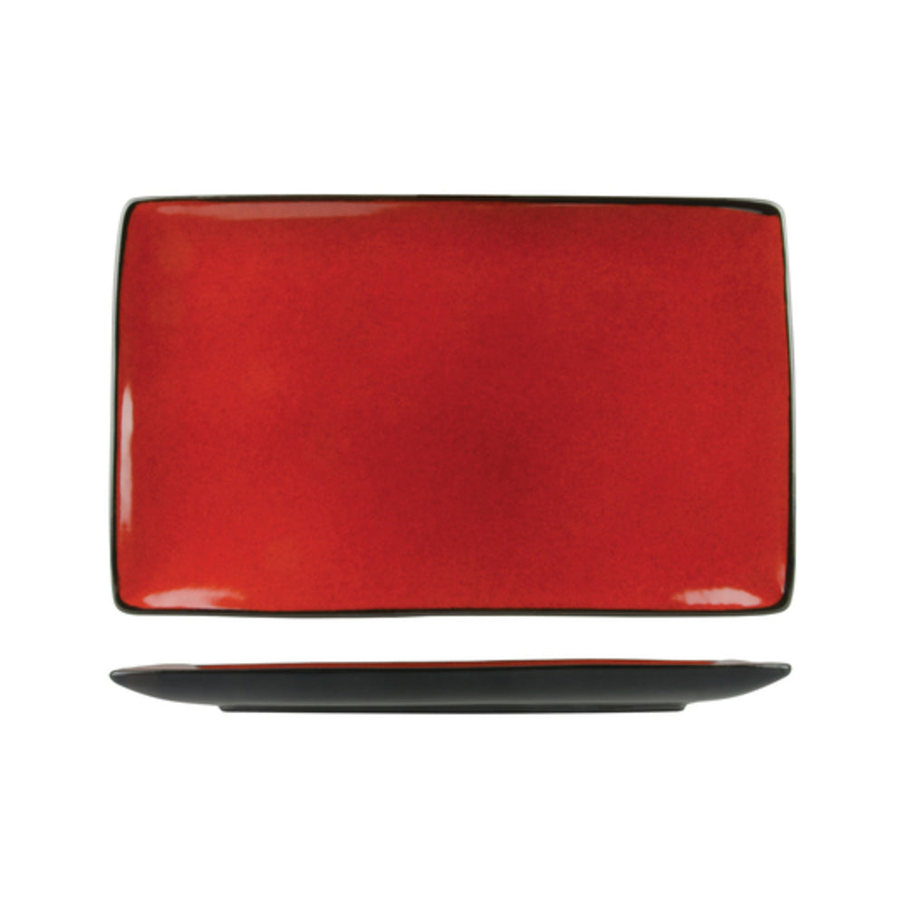Longfine Uniq Red and Black Rectangular Platter