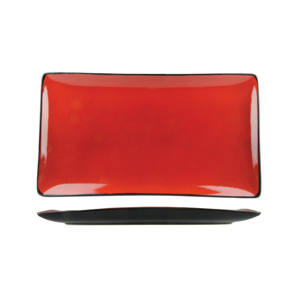 Longfine Uniq Red and Black Rectangular Platter