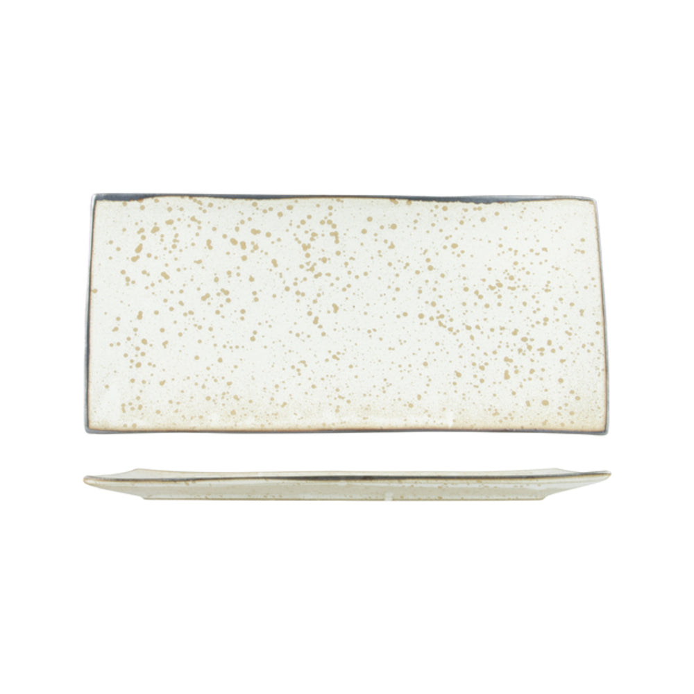 Longfine Uniq Speckled Rectangular Platter Beige