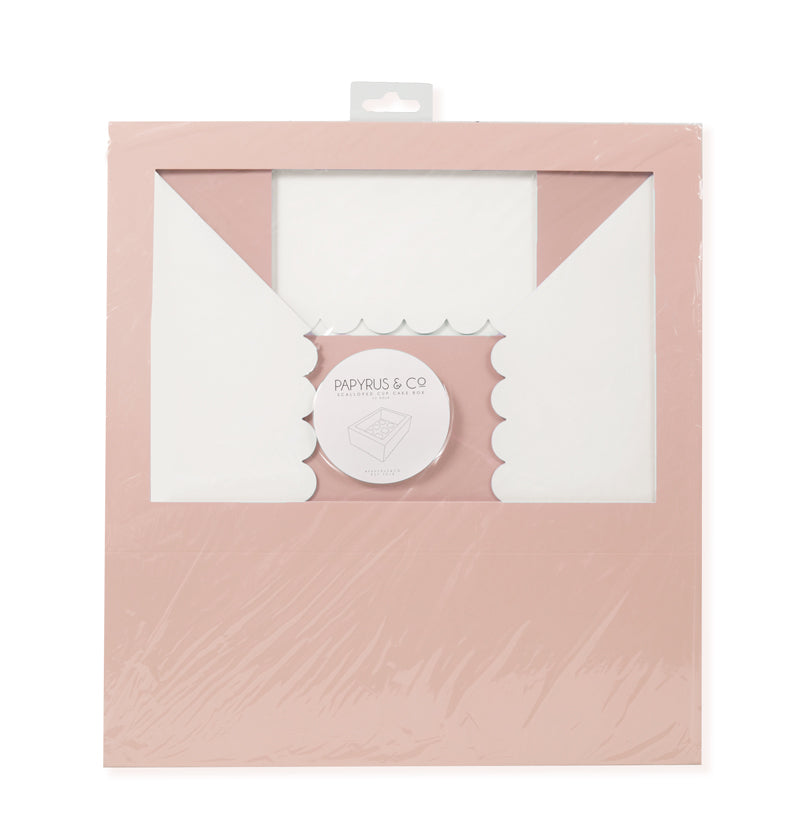 Papyrus Scalloped Tall Cupcake Box 12 Hole Pastel Pink