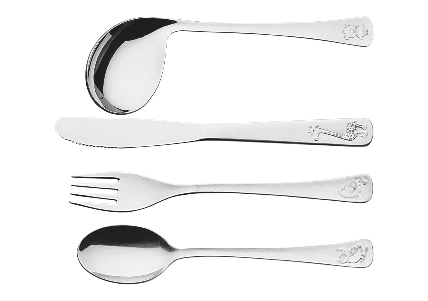 Tramontina Baby Friends Children's Cutlery Set – 4 Piece – Stainless Steel with Relief Design