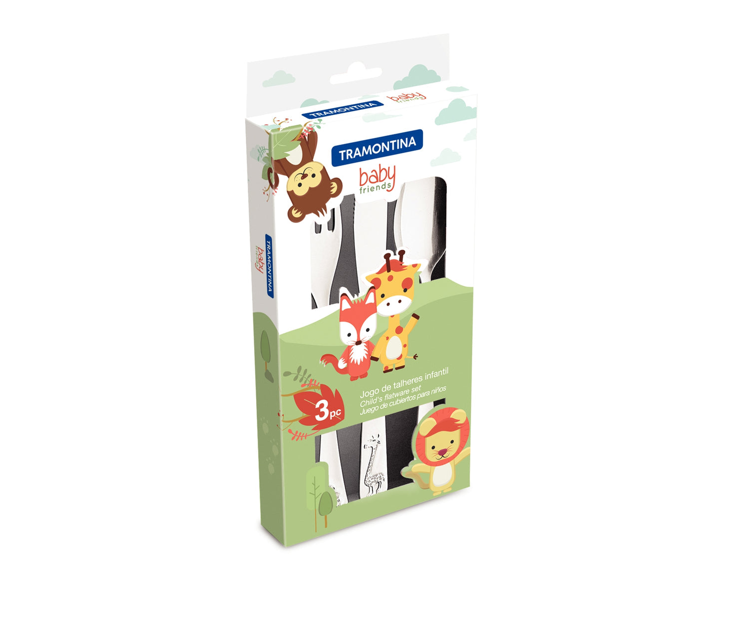 Tramontina Baby Friends Gloss Stainless Steel Children's 3-Piece Cutlery Set
