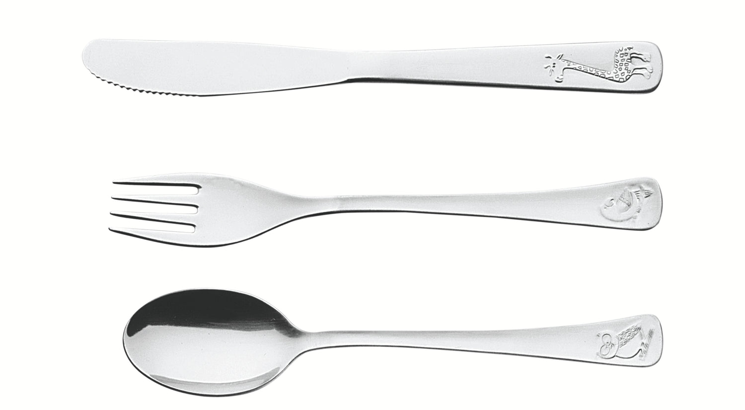 Tramontina Baby Friends Gloss Stainless Steel Children's 3-Piece Cutlery Set