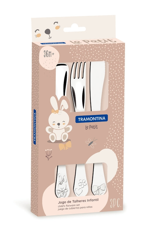 Tramontina Le Petit Gloss Stainless Steel Children's 3-Piece Cutlery Set