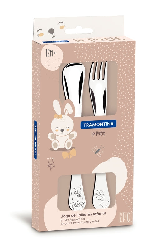 Tramontina Le Petit Girls' Cutlery Set – 2 Piece – Stainless Steel with Glossy Finish