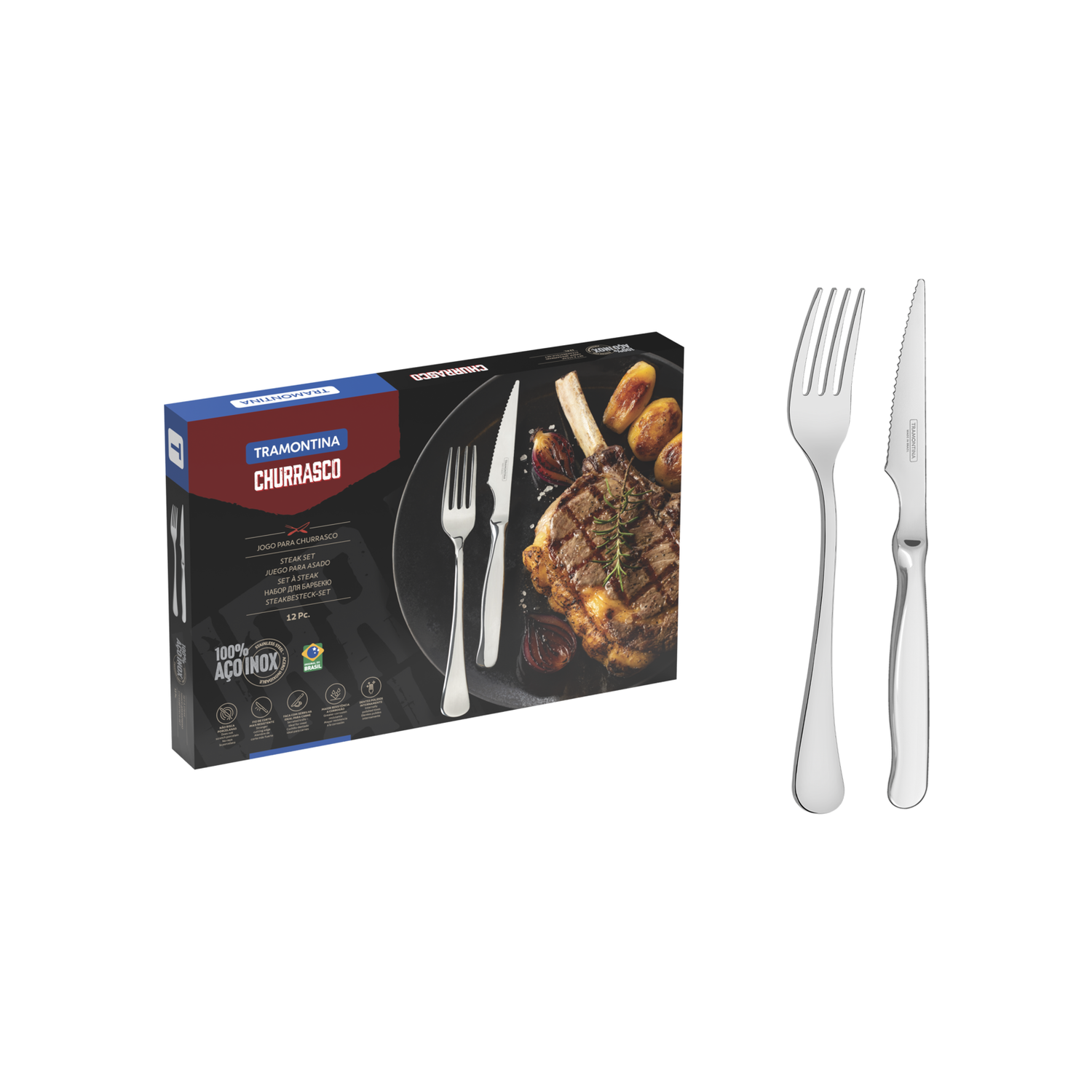 Tramontina 12-Piece Zurique Steak Set - Stainless Steel