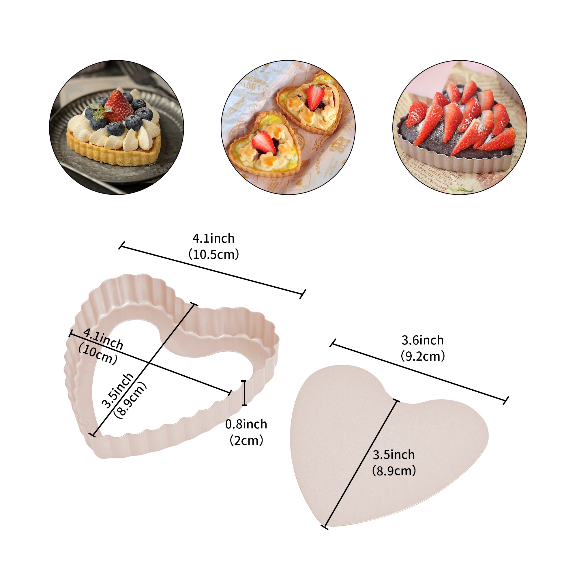CHEFMADE Mini Heart Tart Pan with Loose Base Set of 4 (WK9025-4)