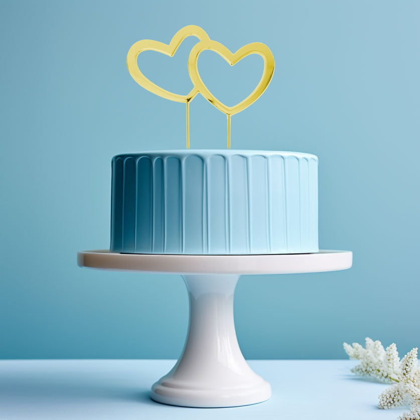 Cake & Candle Gold Plated Cake Topper Double Heart