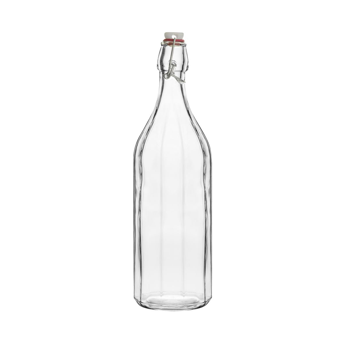 Trenton Glass Water Bottle - Panelled Round (1.0lt)