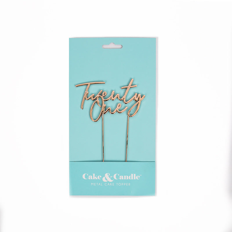 Cake & Candle Plated Cake Topper 21 Rose Gold