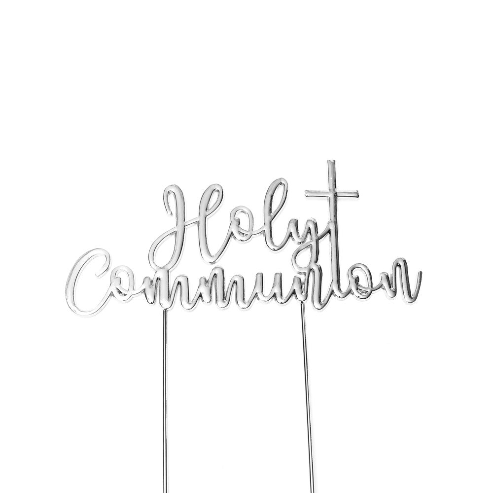 Cake & Candle Silver Metal Cake Topper Holy Communion
