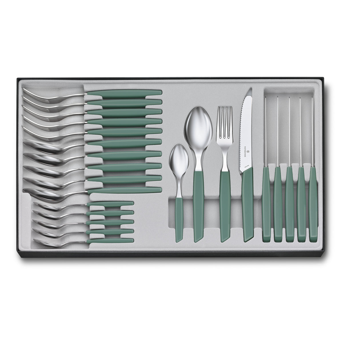 Victorinox Swiss Modern 24-Piece Table Set with Rounded Knives (Sage)