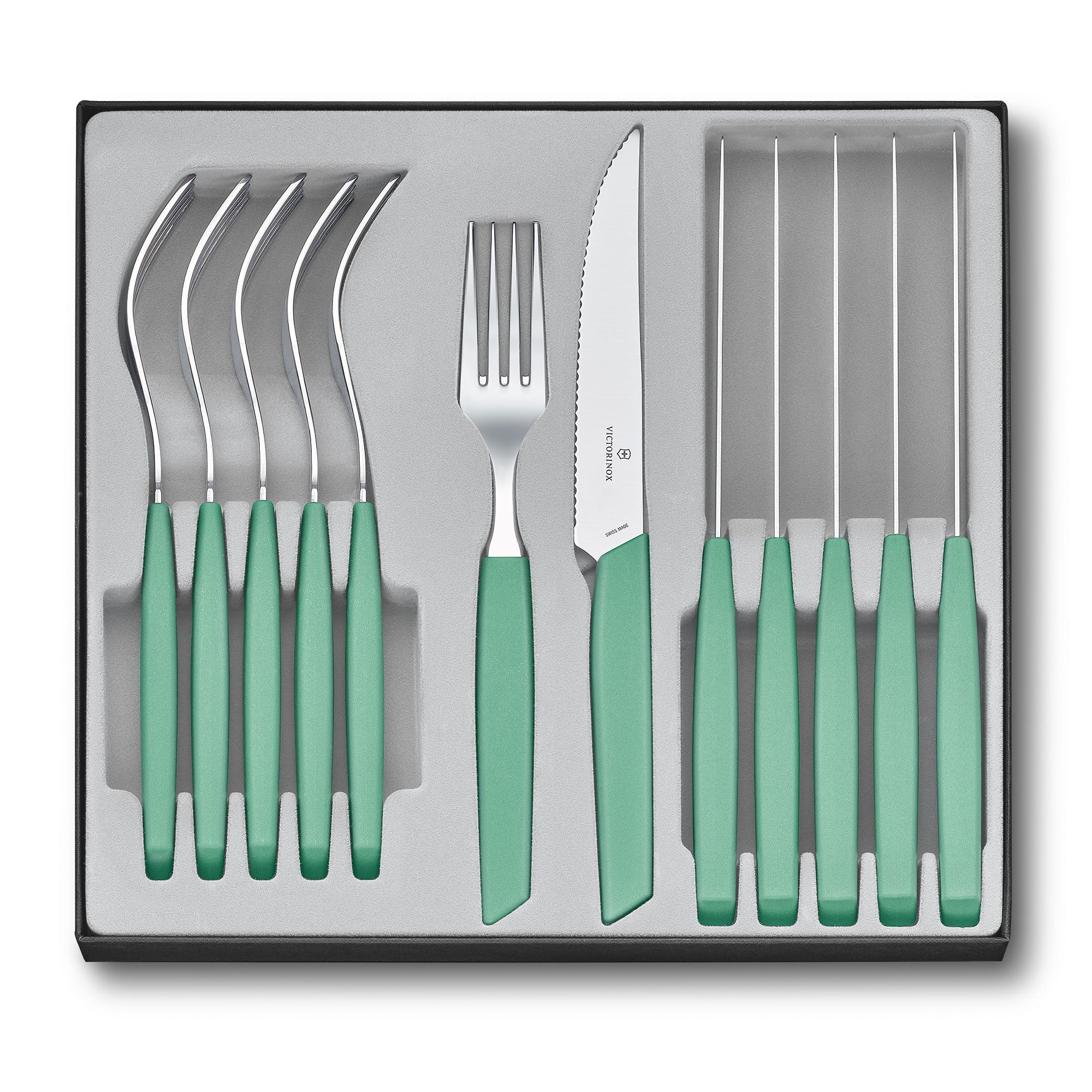 Victorinox Swiss Modern Table Set (Steak Knife), 12 pieces  - Mint Green
