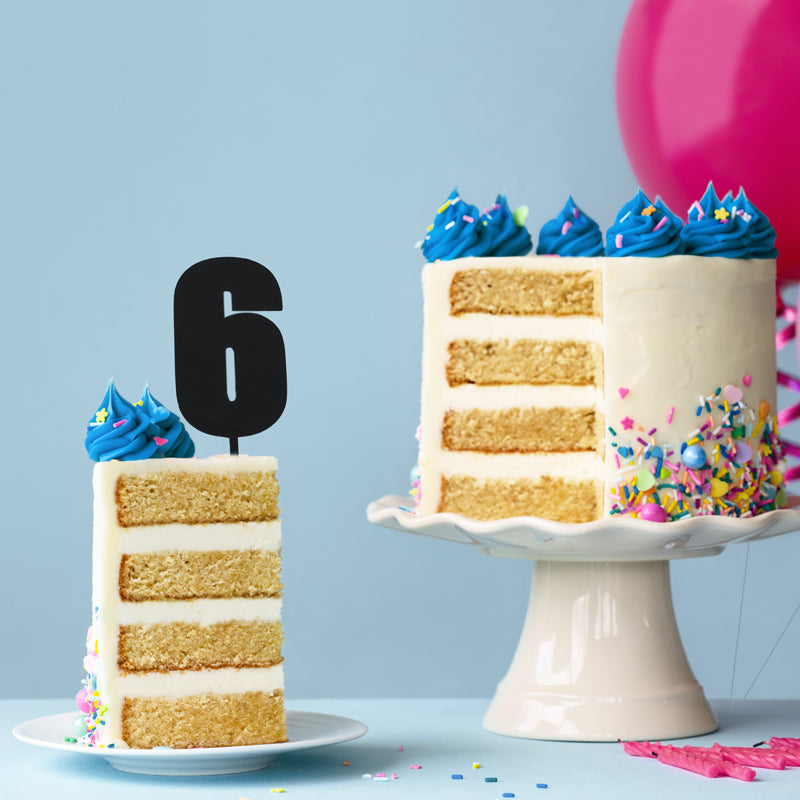 Cake & Candle Mega Number 6 Cake Topper Black