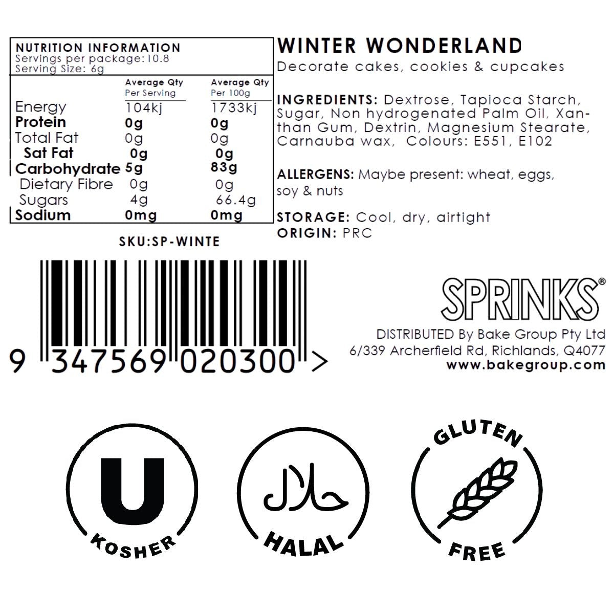 Sprinks Winter Wonderland Sprinkles 500g