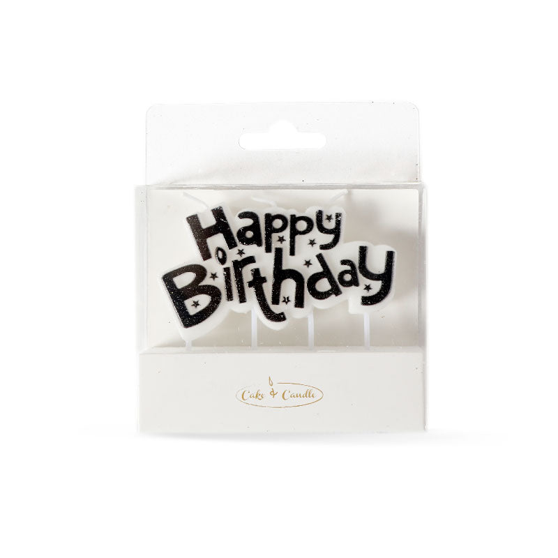Cake & Candle Happy Birthday Candle Plaque Black