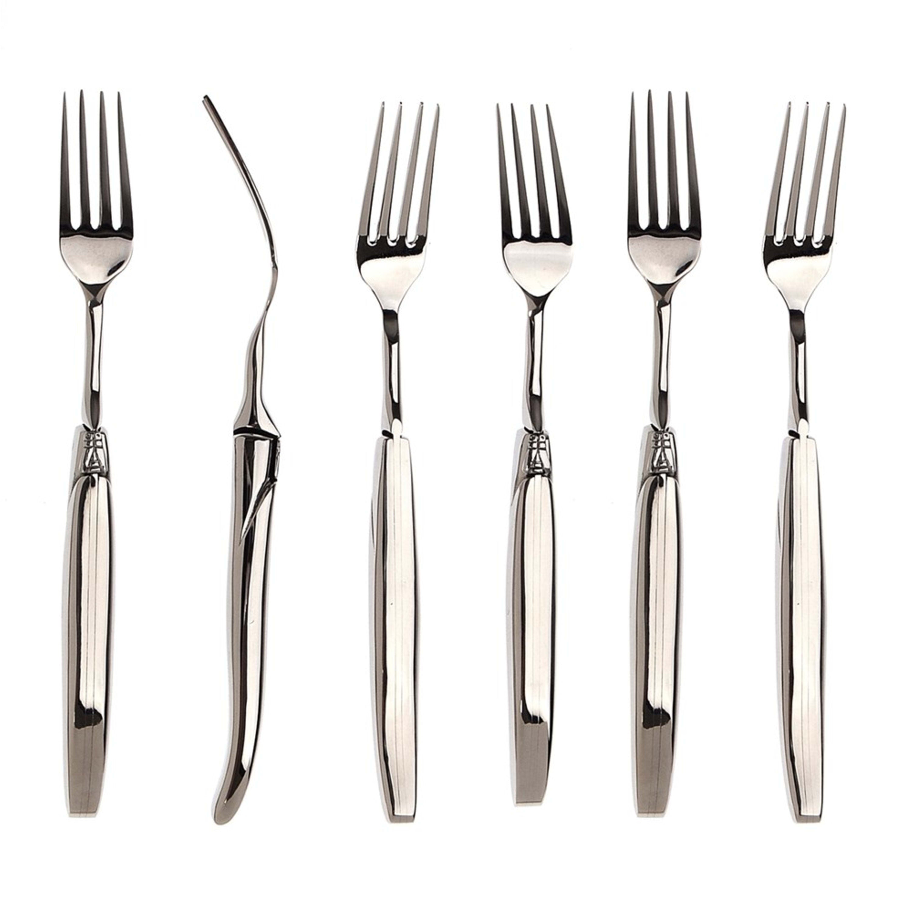 Laguiole en Aubrac 6 Piece Fork Set - Polished Stainless Steel