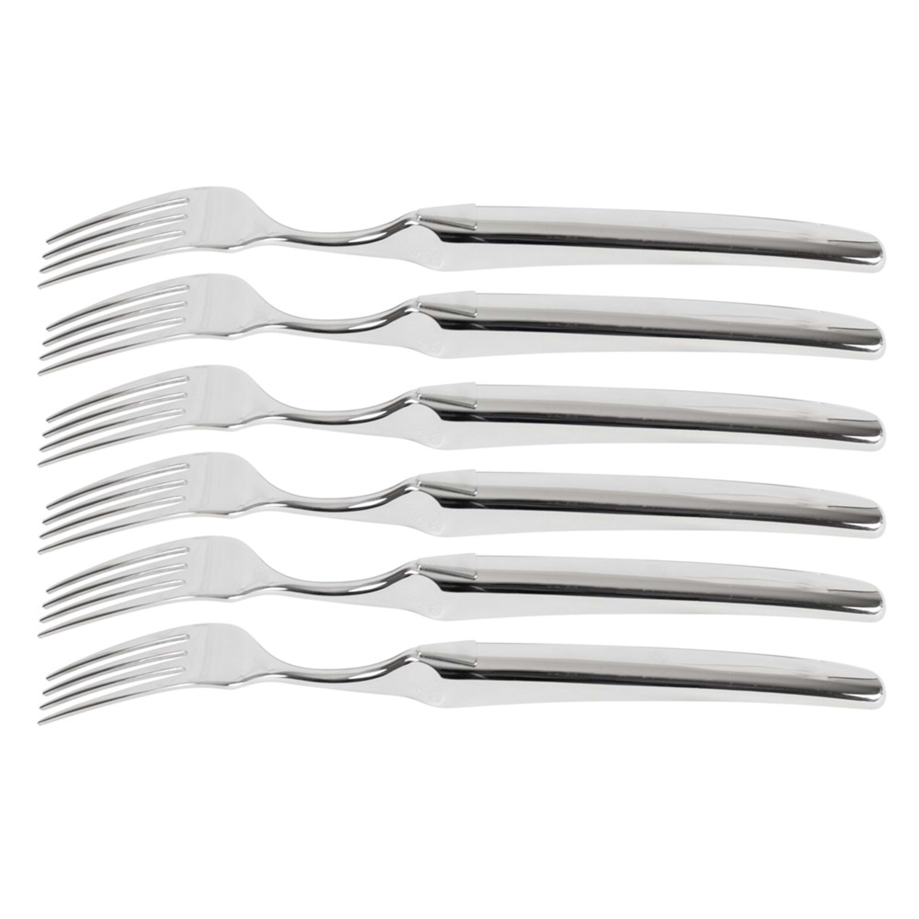 Laguiole en Aubrac 6 Piece Fork Set Monoblock - Shiny Stainless Steel