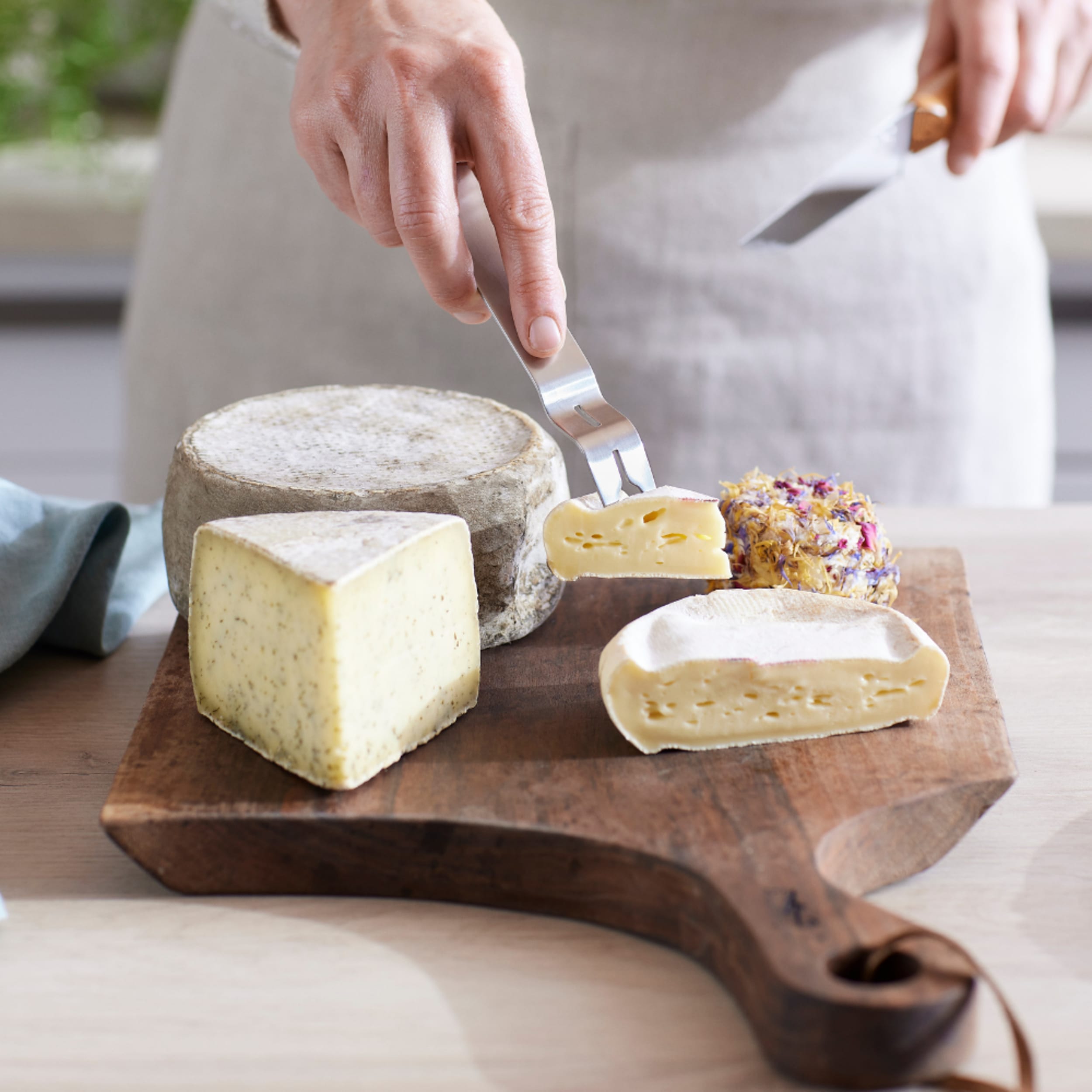 Opinel Cheese Knife & Fork 2 Piece Set Beech