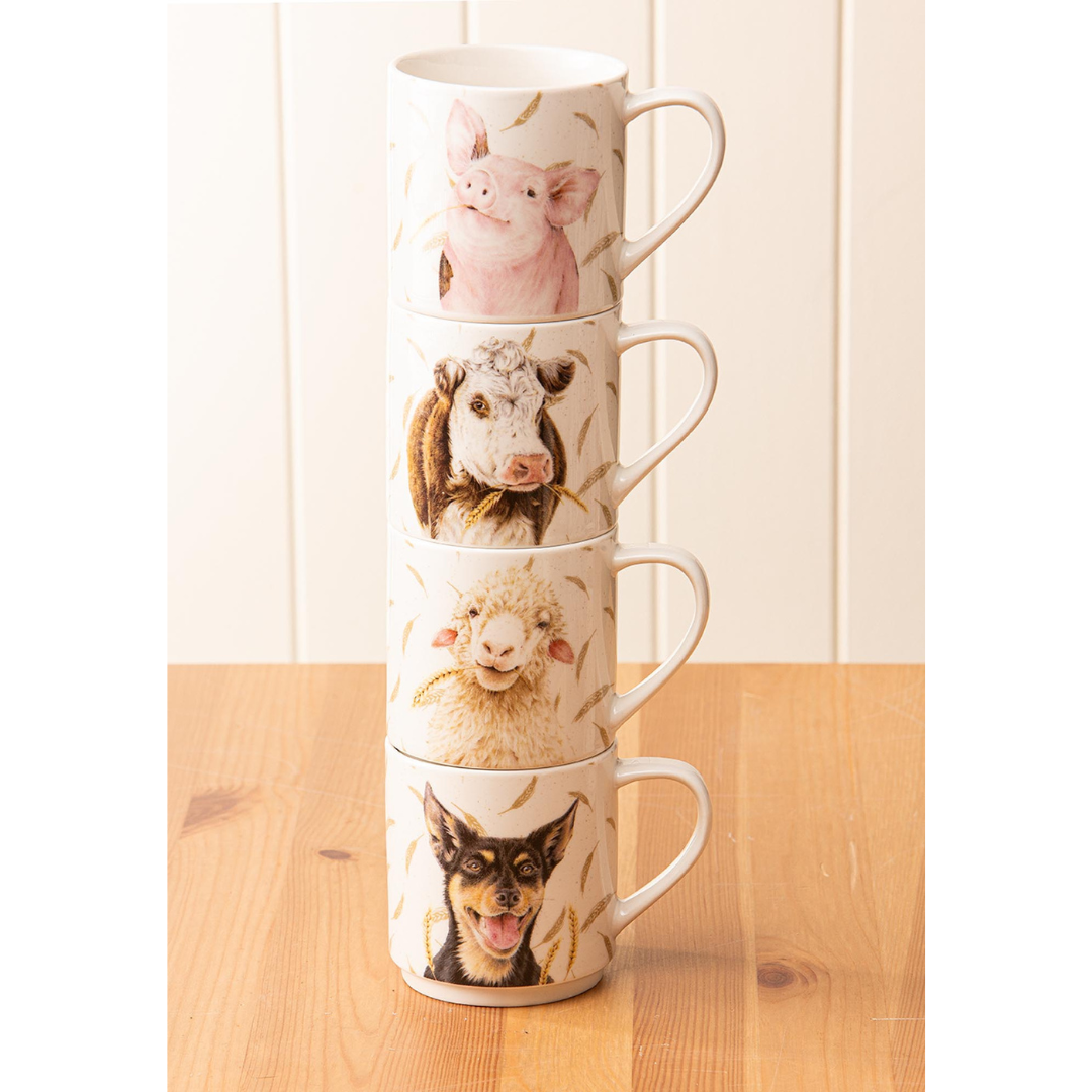 Ashdene Farmyard Faces Stackable 4pk Mug