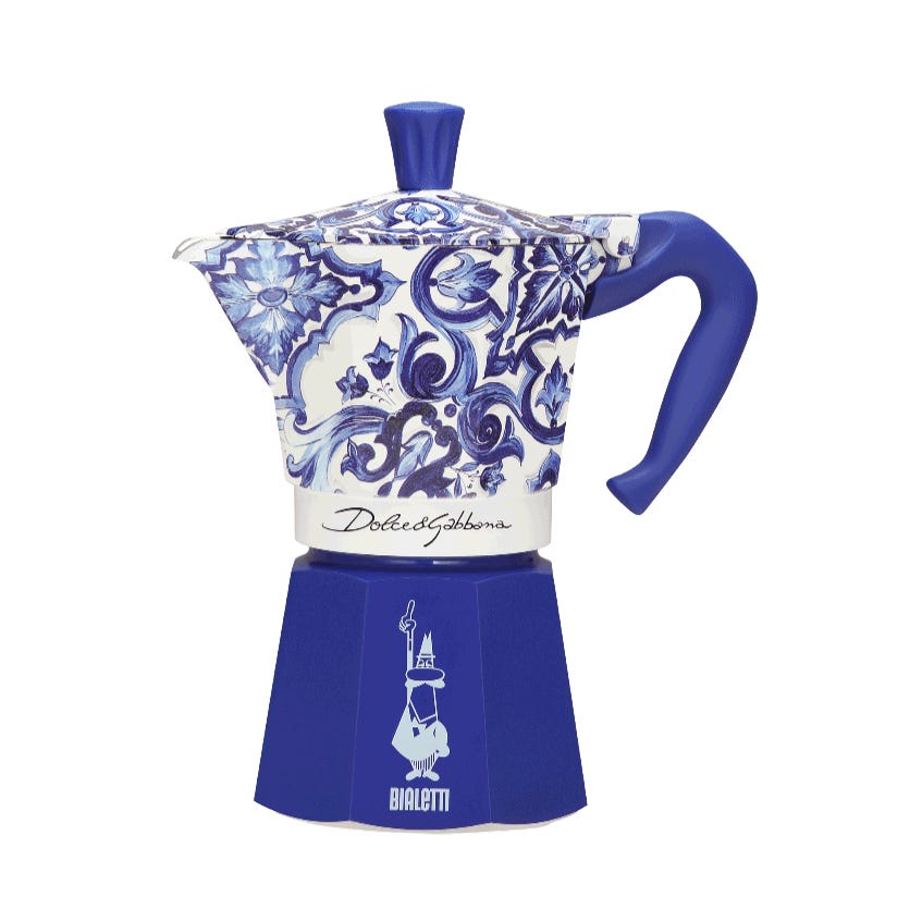 Bialetti Dolce & Gabbana Blue Moka Express 6 Cup (270 ml) Stovetop Coffee Maker