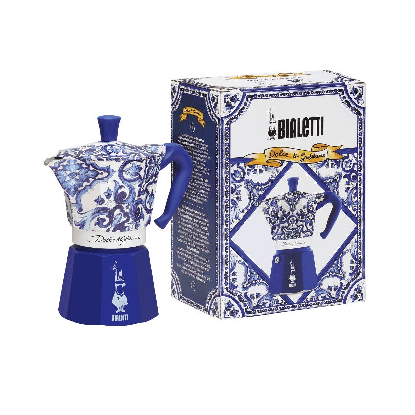 Bialetti Dolce & Gabbana Blue Moka Express 6 Cup (270 ml) Stovetop Coffee Maker