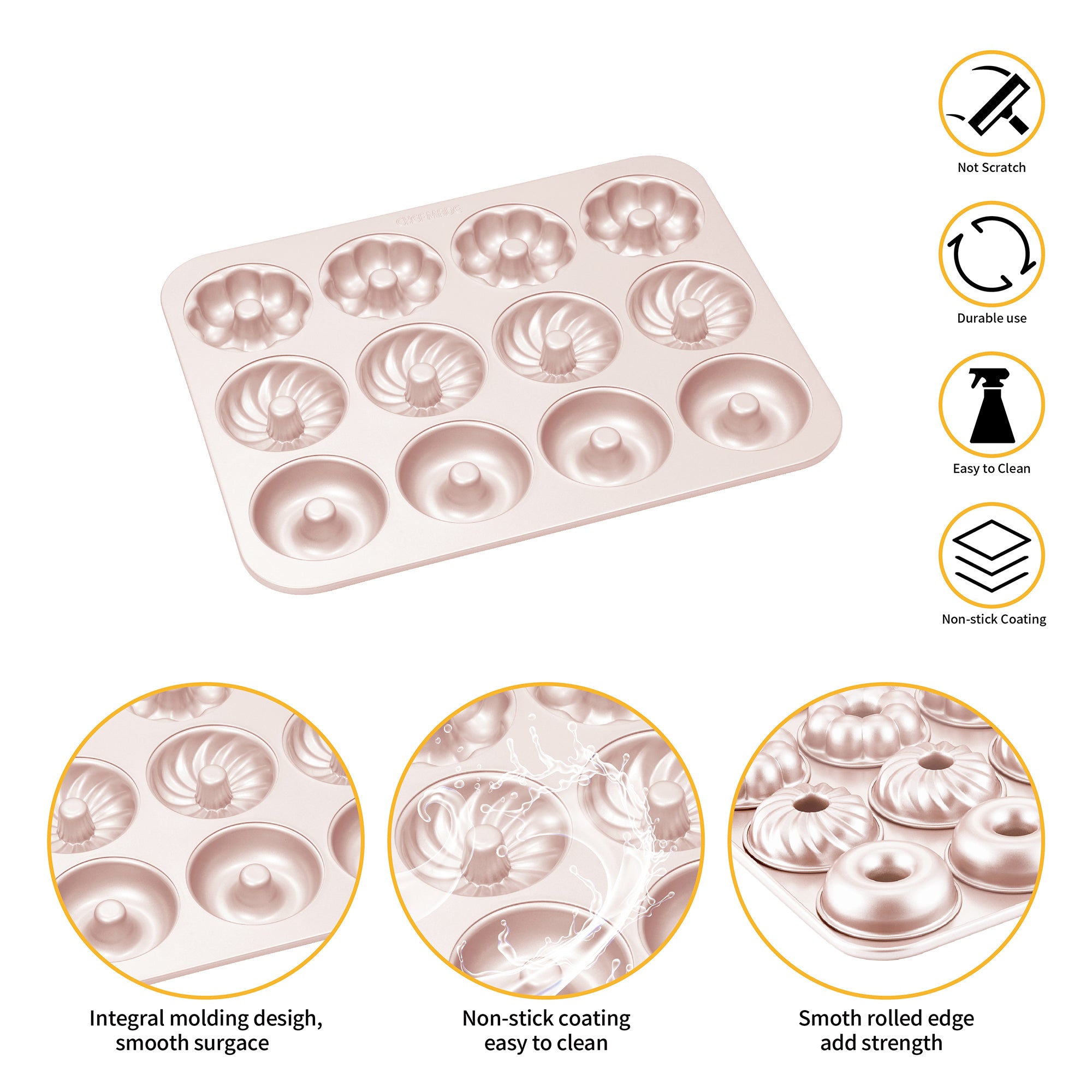 CHEFMADE Mixed Shapes Donut Pan 12 Cup (WK9223)