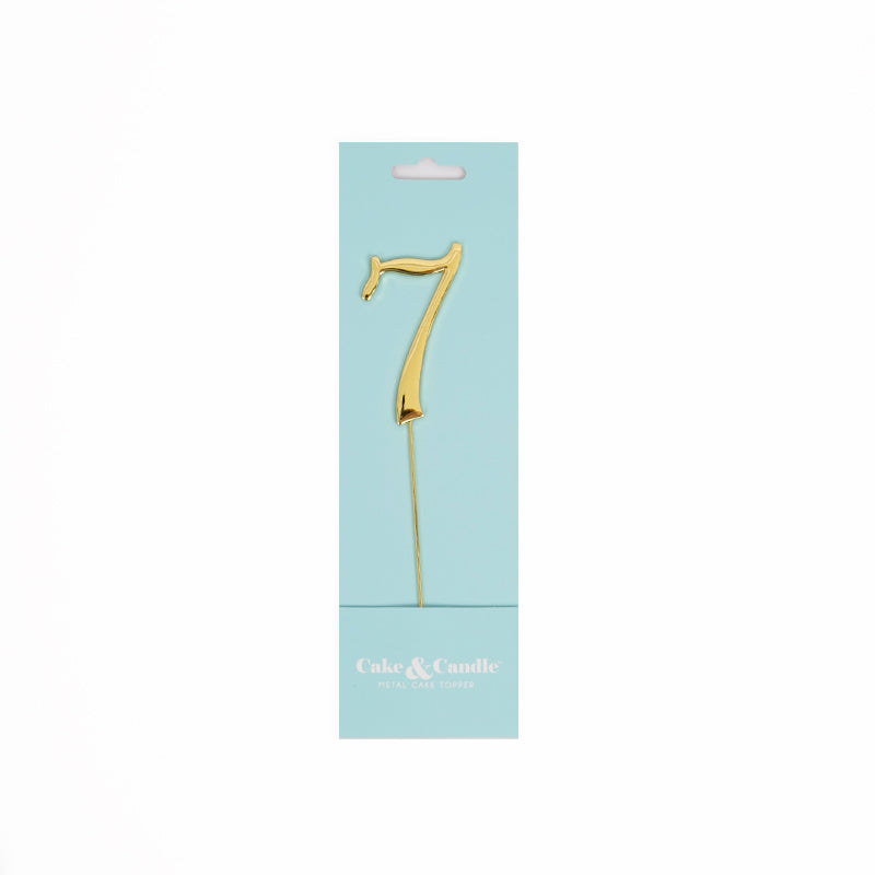 Cake & Candle Cake Topper Number 7 Gold 7cm