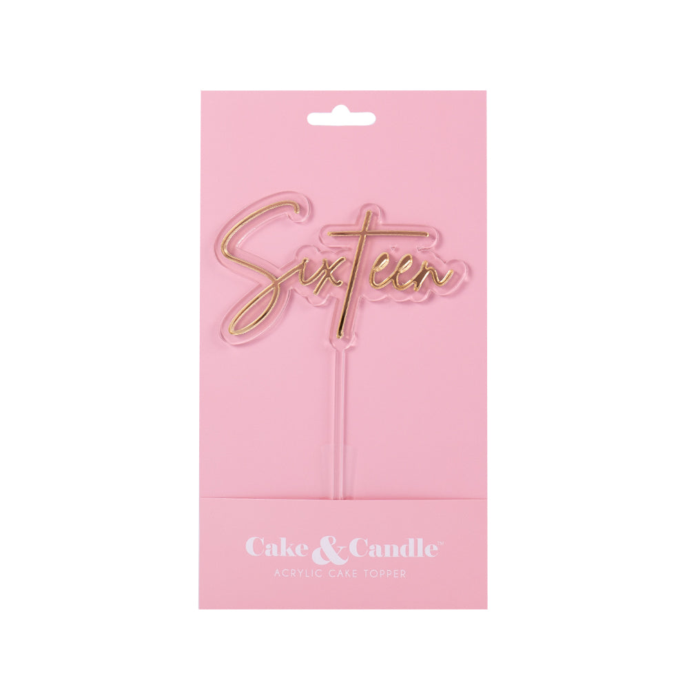Cake & Candle Layered Cake Topper 16 Gold & Clear
