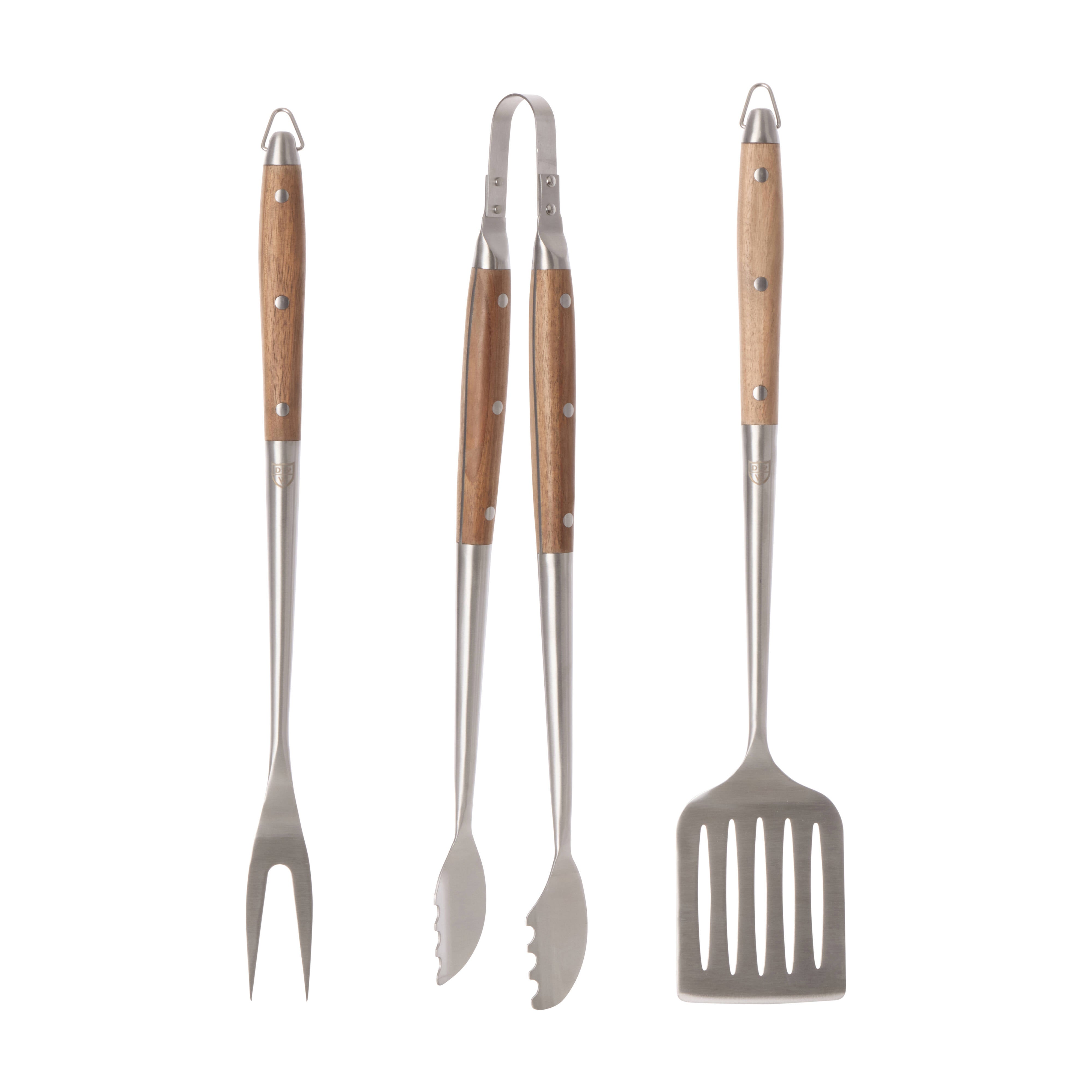 Davis & Waddell Ryder BBQ Tools 3 Piece Set Chrome & Acacia