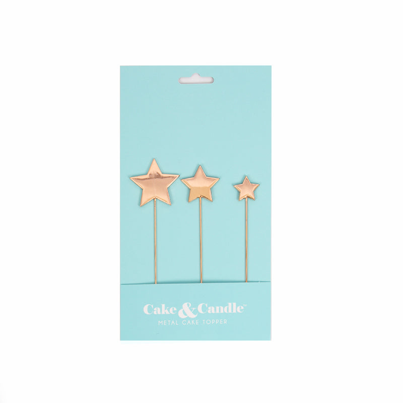 Cake & Candle Rose Gold Metal Cake Topper Stars
