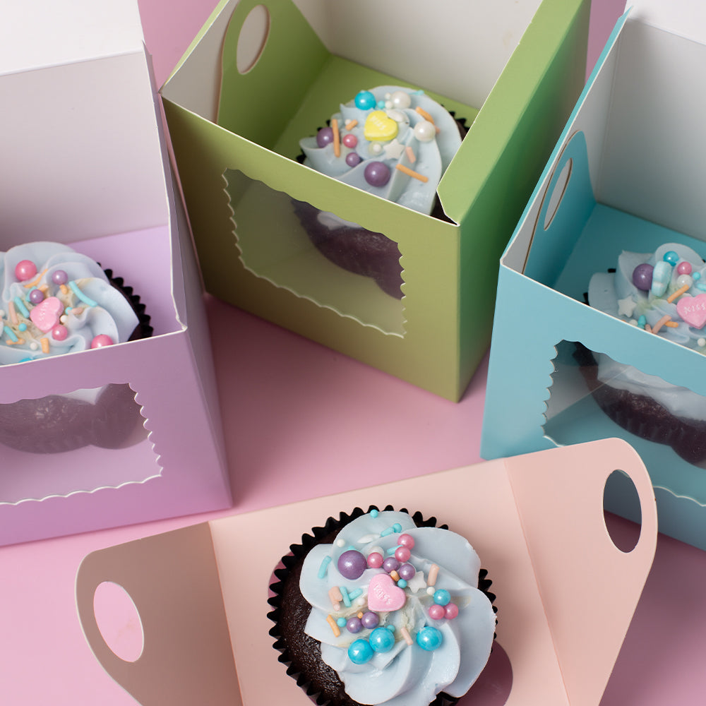 Papyrus Scalloped Single Cupcake Box Pastel Pink 6 Pack