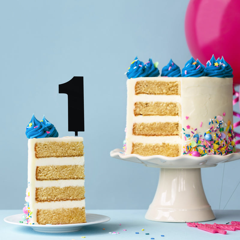 Cake & Candle Mega Number 1 Cake Topper Black