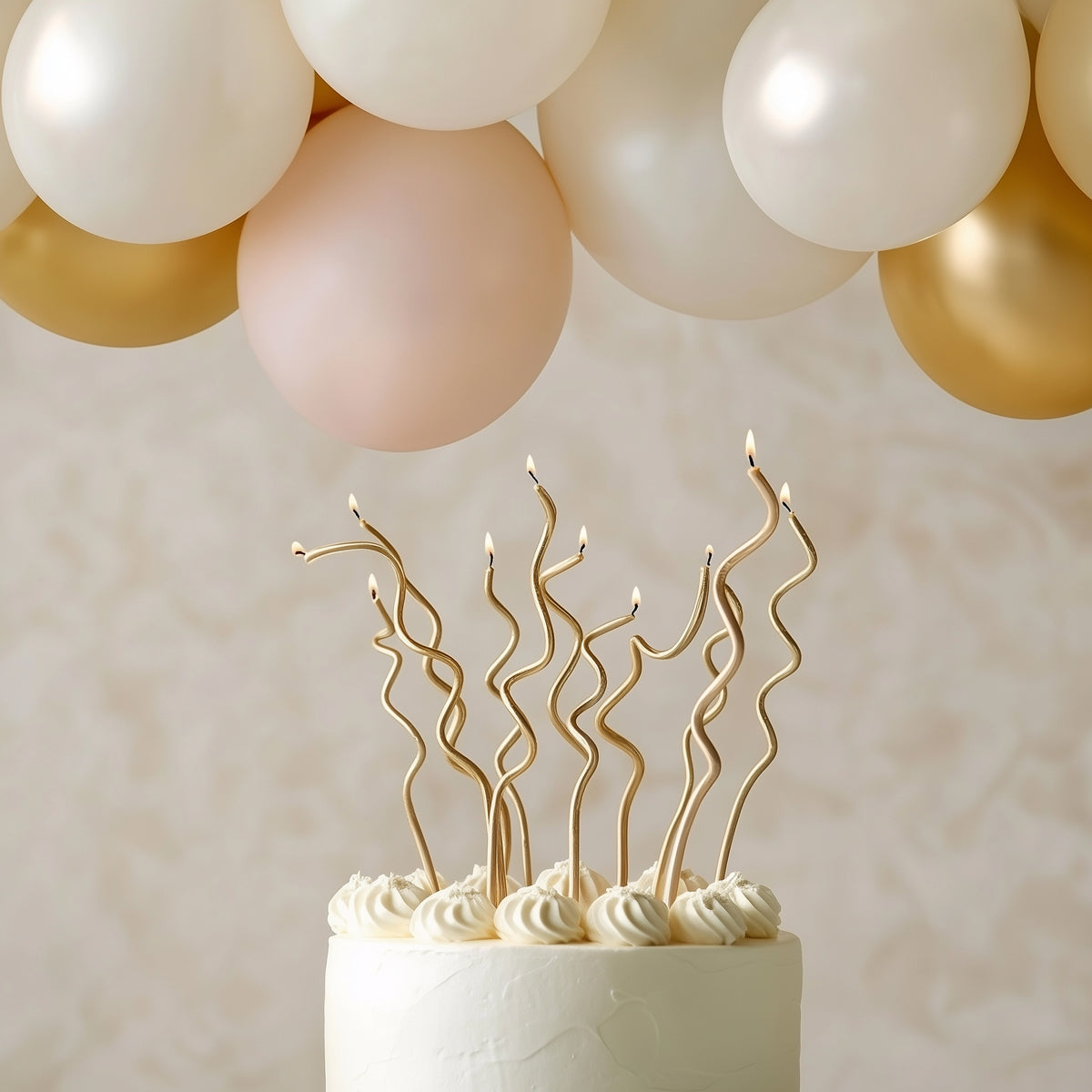 Cake & Candle Swirly Cake Candles Gold 13cm 16 Pack
