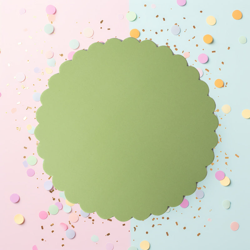 Papyrus Cake Board Scalloped Pastel Green 10in