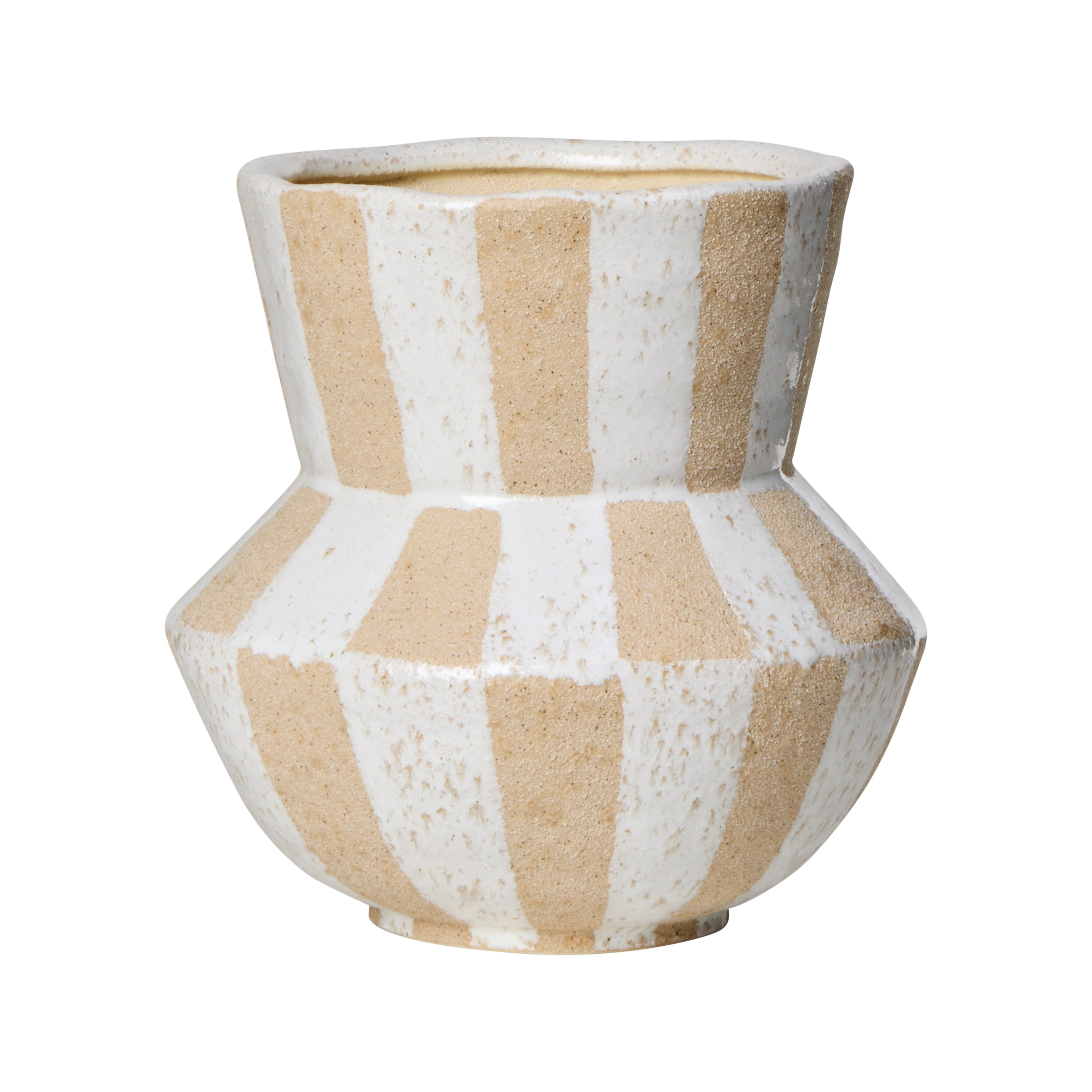 Amalfi Elk Check Vase 23x23x23cm White & Natural