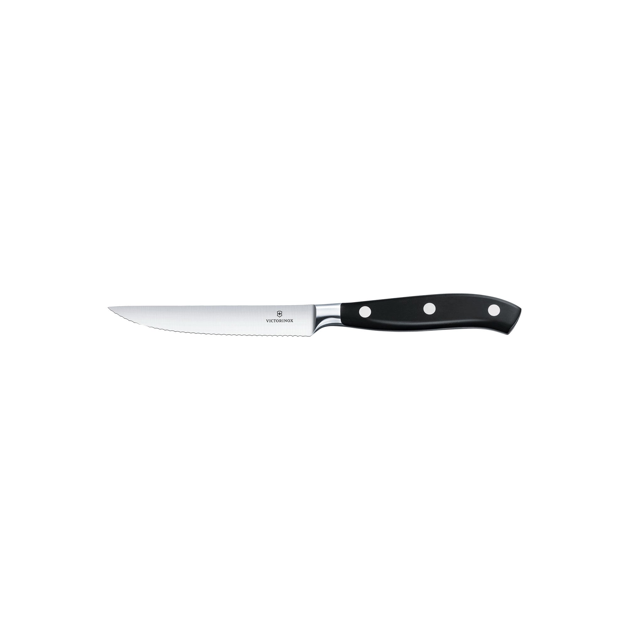 Victorinox Grand Maitre Steak Knife, 12cm, Wavy Edge - Black