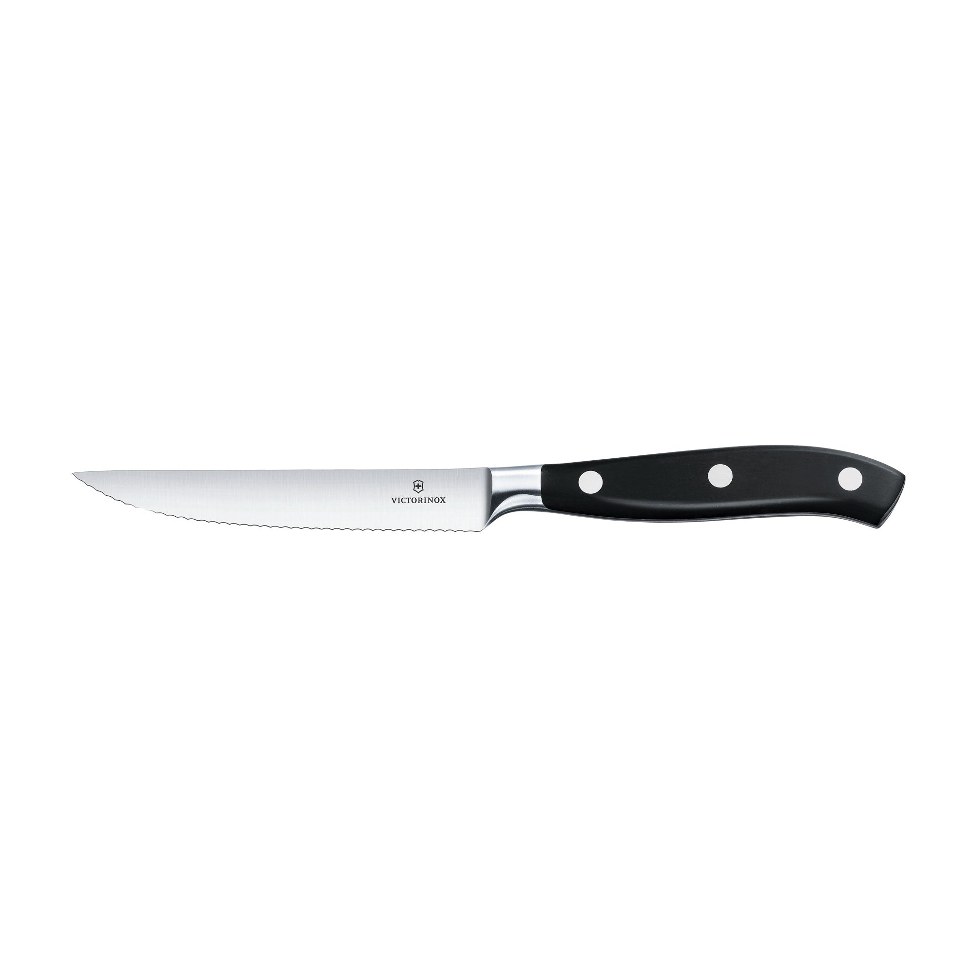 Victorinox Grand Maitre Steak Knife, 12cm, Wavy Edge - Black