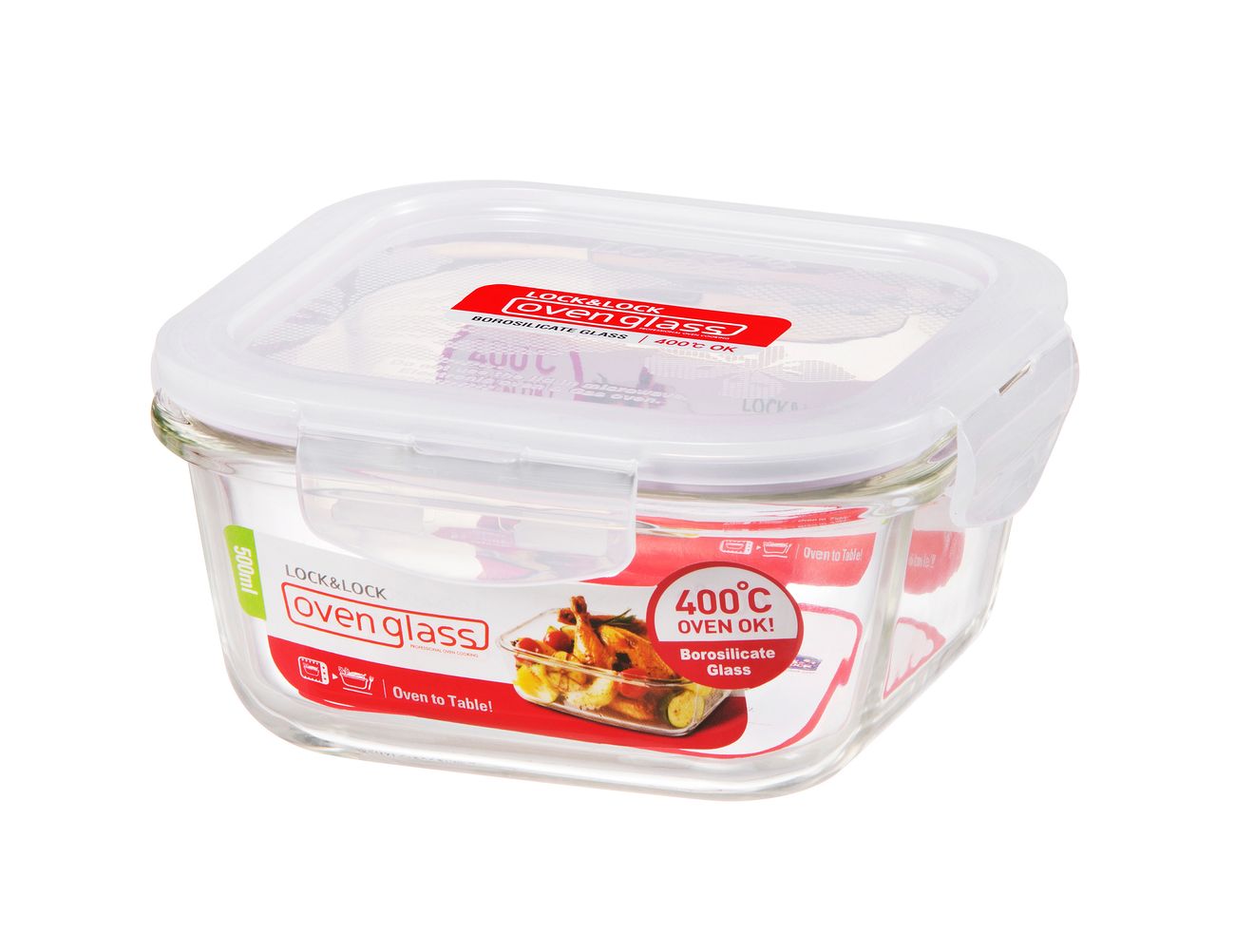 LocknLock Euro Glass Boroseal Heat Resistant Glass Square - 500ml