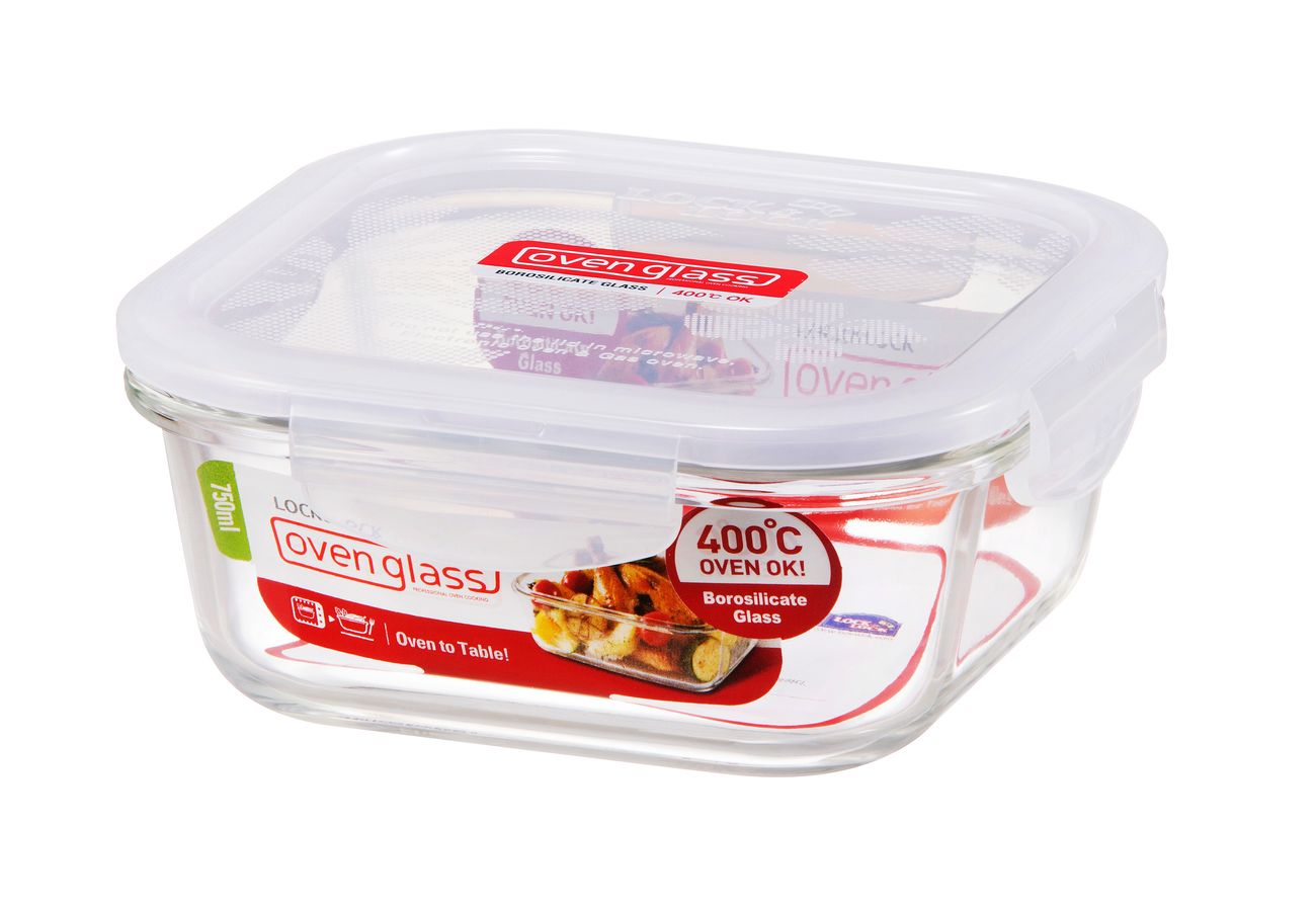 LocknLock Euro Glass Boroseal Heat Resistant Glass Square - 750ml