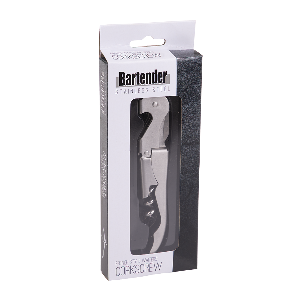Bartender French Style Stainless Steel Waiters Corkscrew