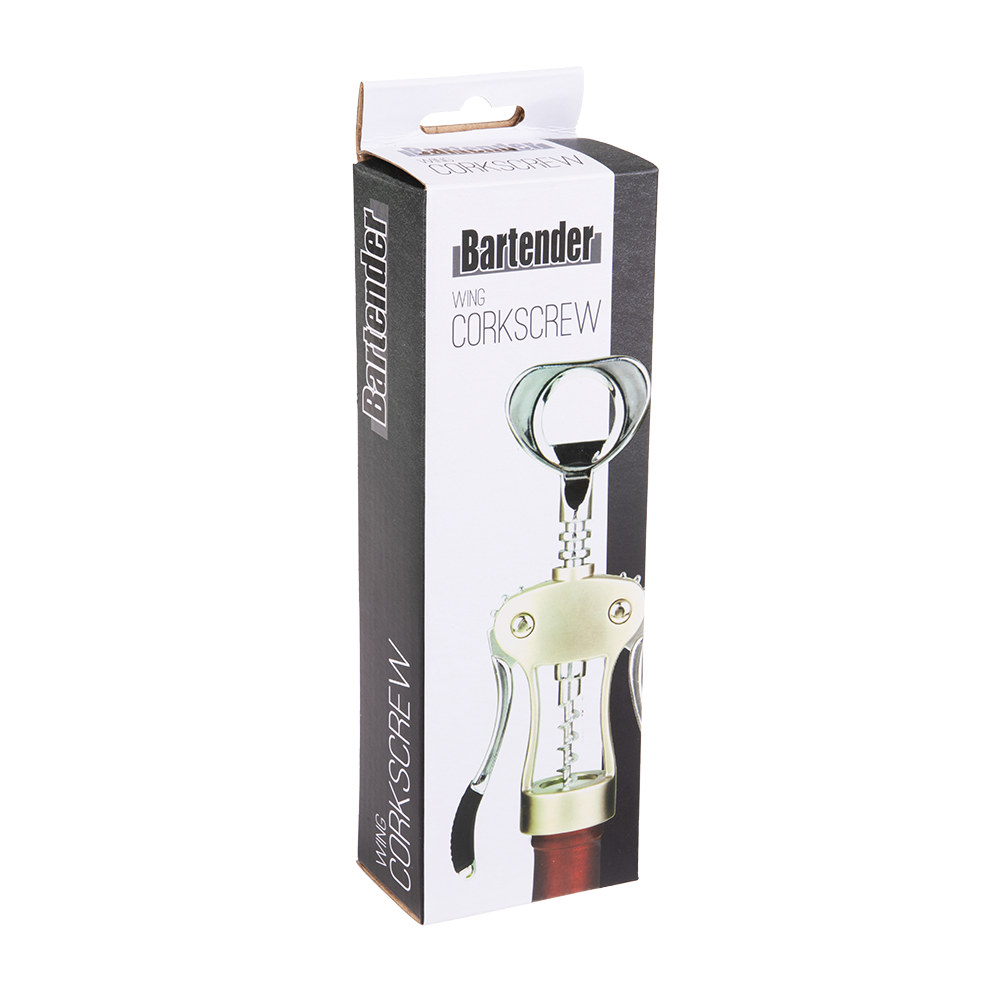 Bartender Heavy Duty Wing Corkscrew - Black Trim
