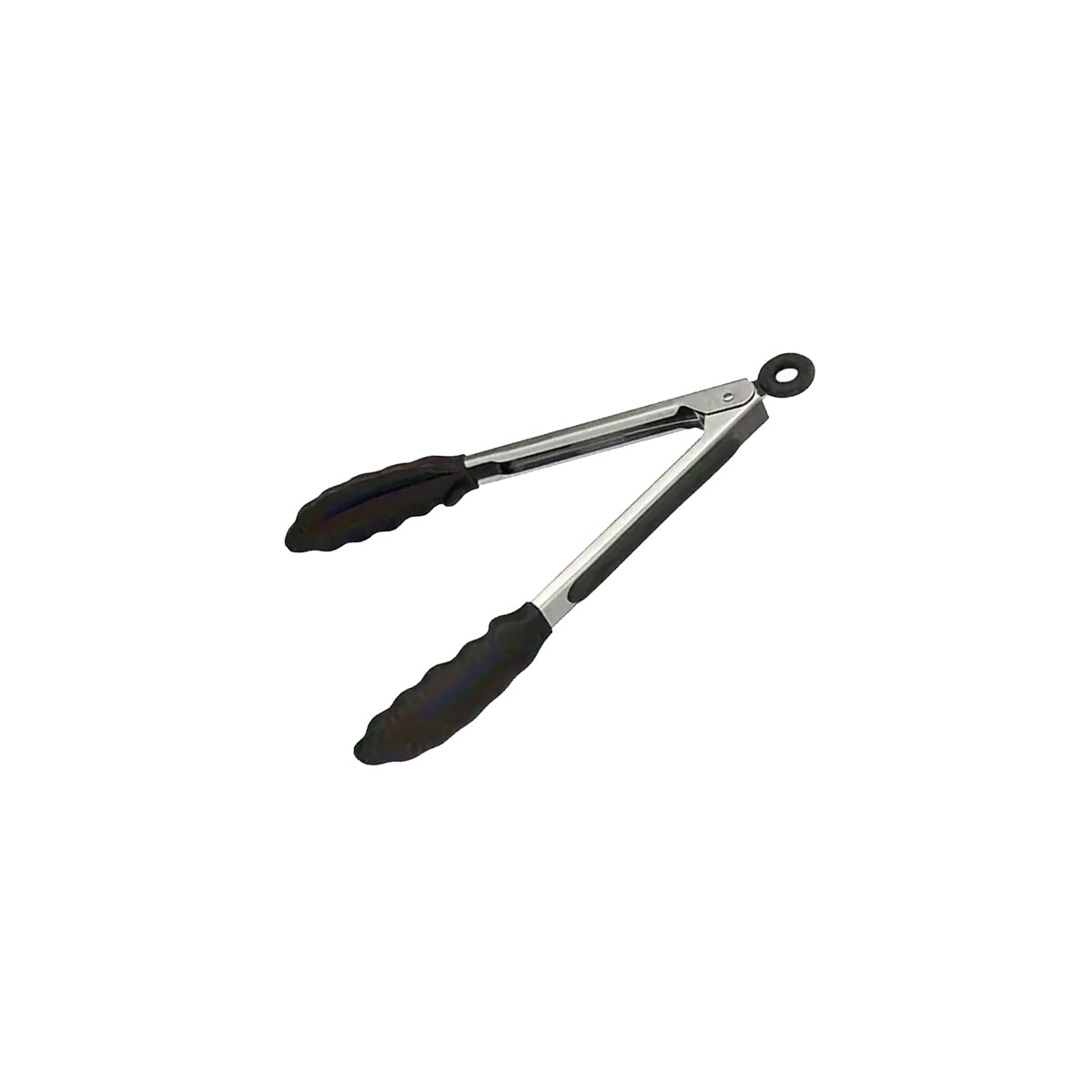 Chef Inox Utility Locking Tong with Black Silicone Head SS 230mm