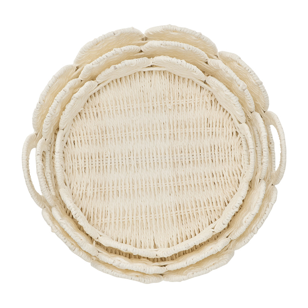 Annabel Trends Papier Woven Tray Set White