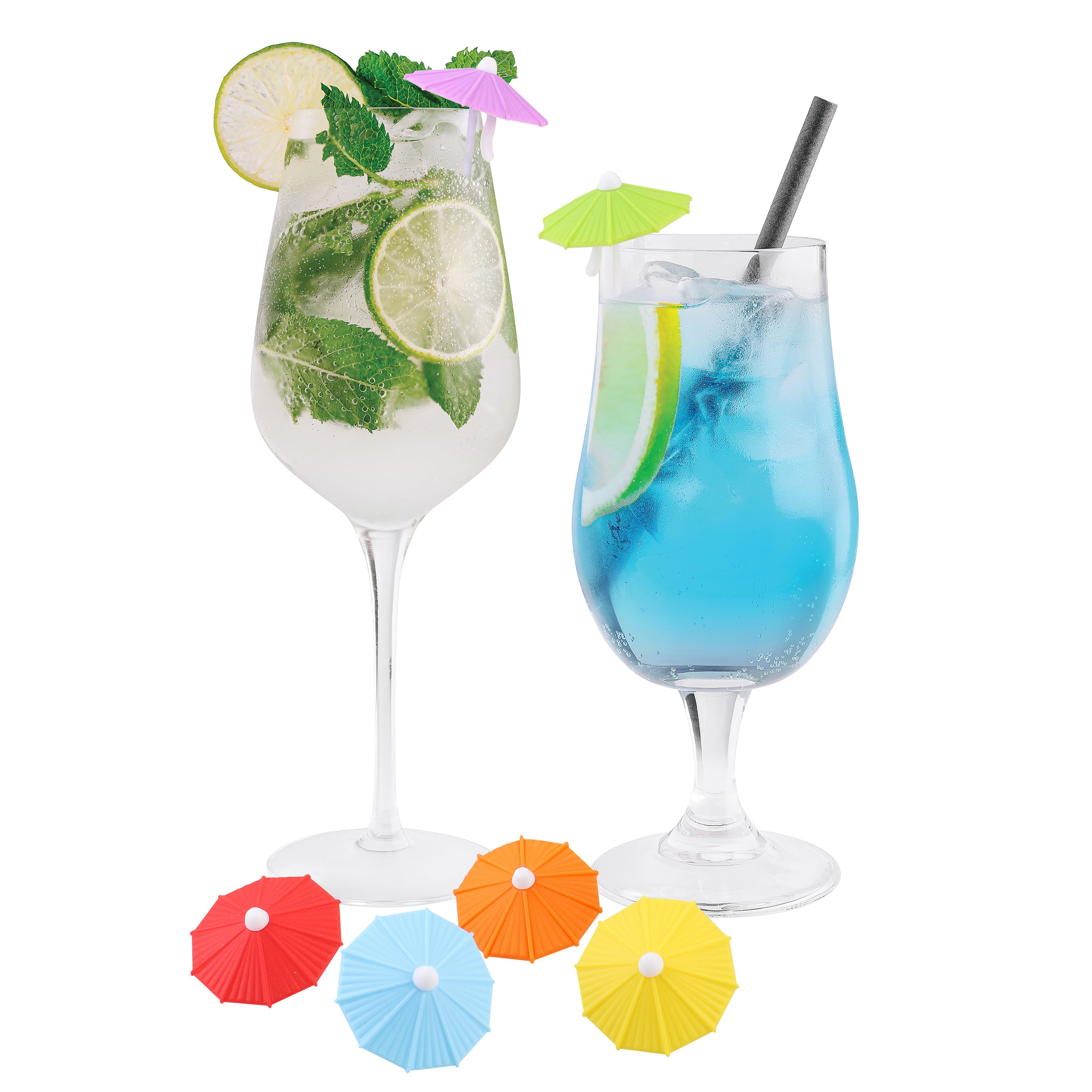 Bartender Umbrella Parasol Drink Marker Clips Set 6