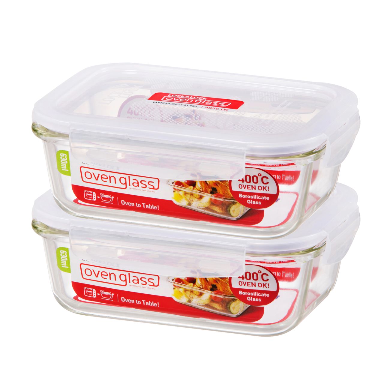 LocknLock Euro Glass Boroseal Heat Resistant 2 Piece Set - Rectangle
