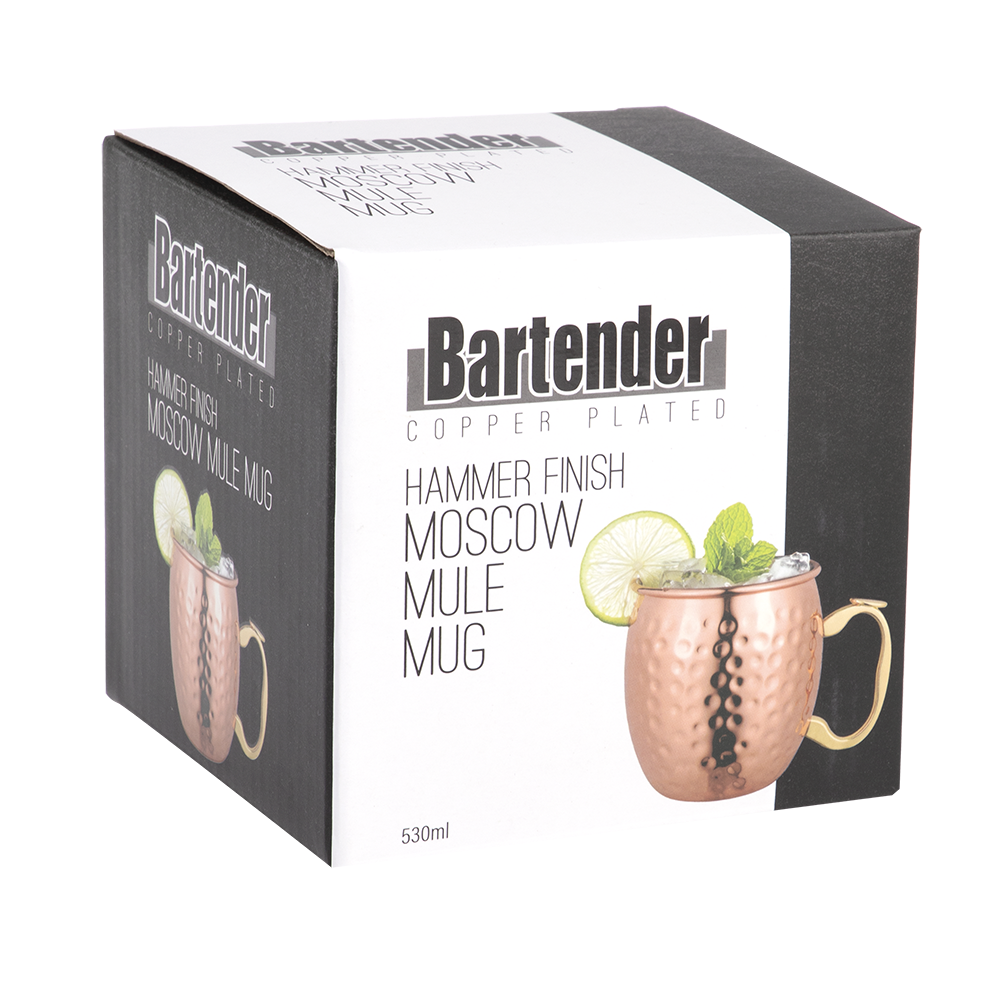 Bartender Moscow Mule Mug Copper Plated 530ml - Hammer Finish