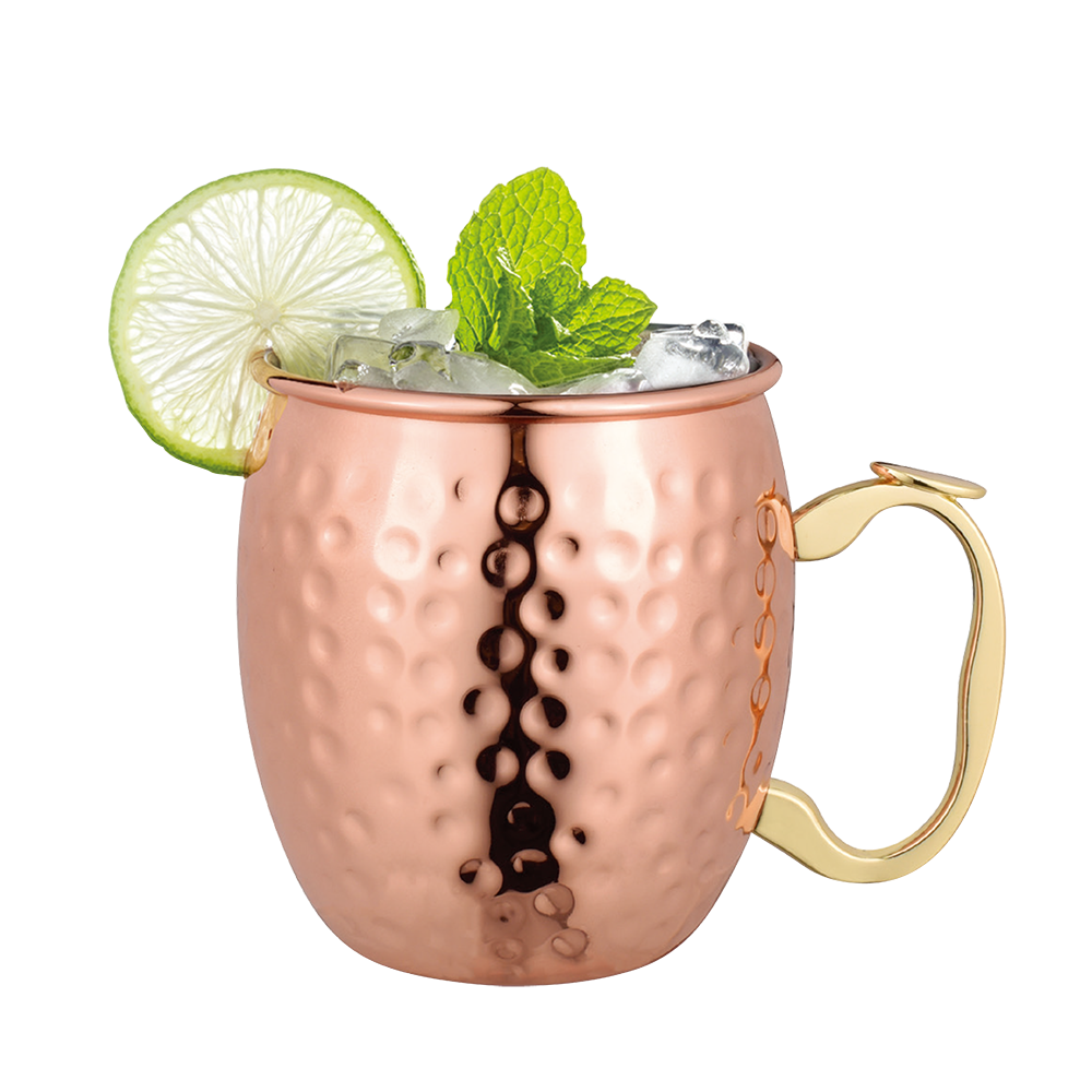 Bartender Moscow Mule Mug Copper Plated 530ml - Hammer Finish