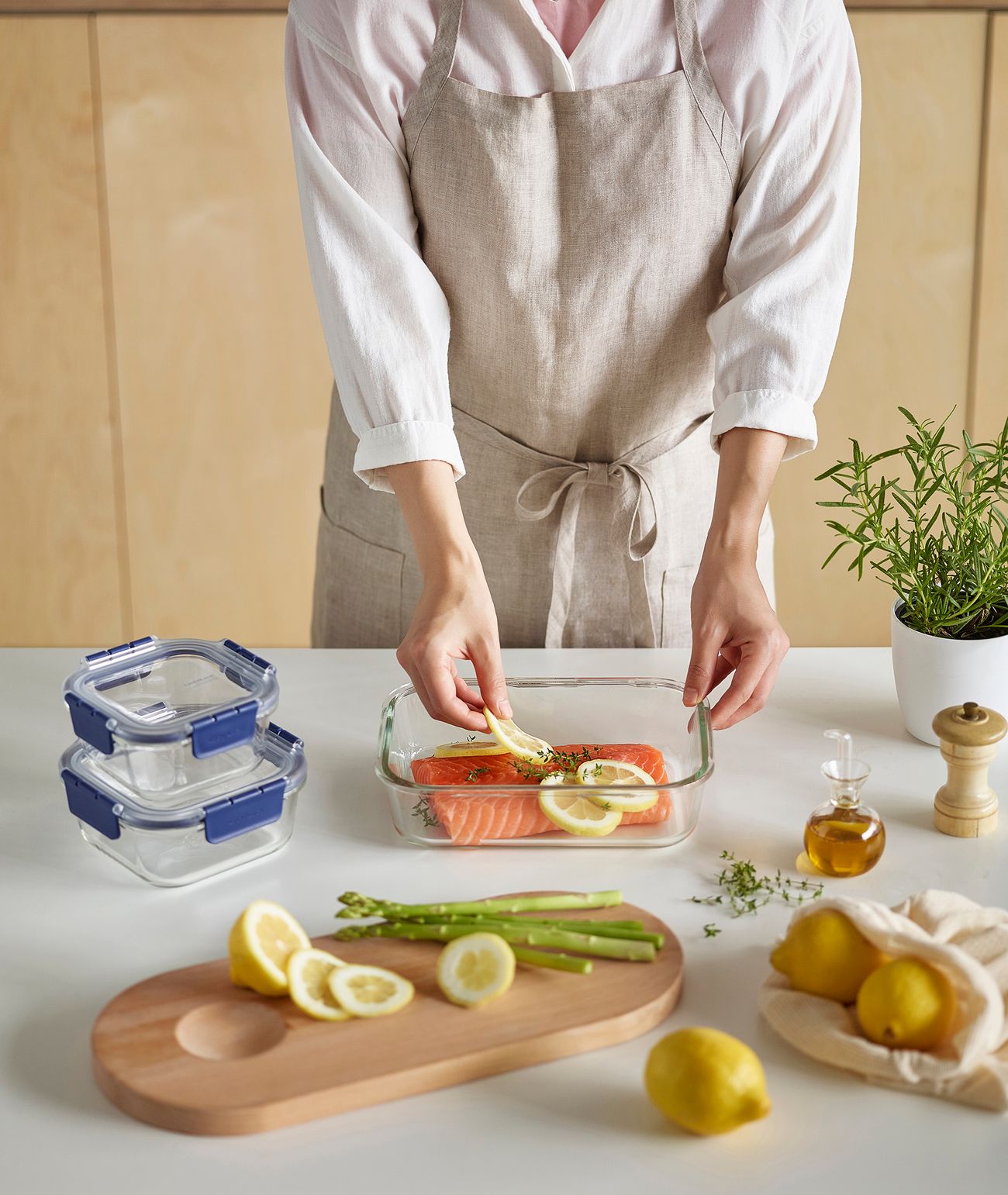 LocknLock Top Class Glass Square Food Container 300ml